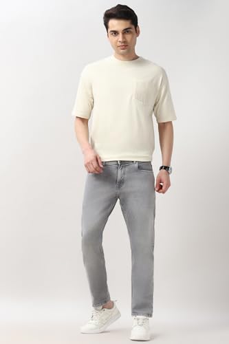 Image of Peter England Men's Slim Tapered Jeans | Denim | Casual Wear | Modern Fit