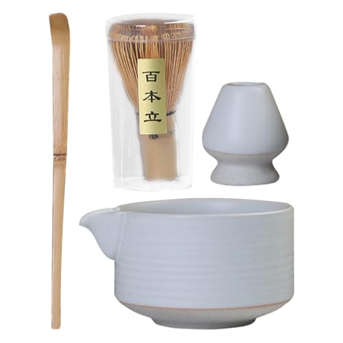 Set di fruste Matcha, kit per la preparazione del tè Matcha, set tradizionale per il matcha, frusta e scodella per il matcha, frusta Chasen, cucchiaio per il matcha, ciotola in ceramica per il matcha