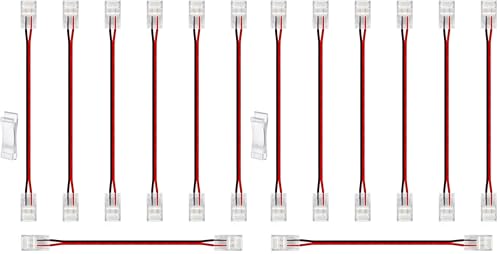 Image of 2Pin 10mm Led Light Strip Connectors 22Awg 150mm /6In Cob Single Color Extension Connector Solderless Adapter Terminal for Cob 12V /24V Light Strips (7Pcs) (Pack of 2)