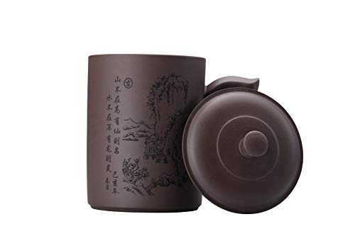 Taza de té de barro púrpura con tapa 16 oz estilo yixing miniatura 7