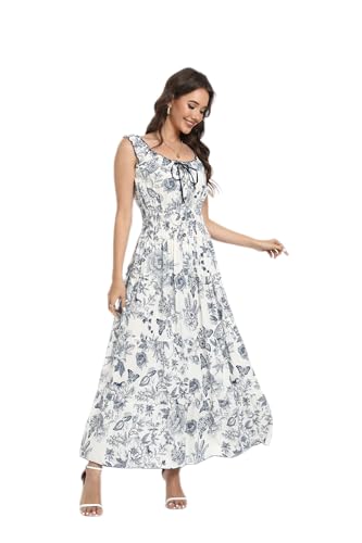 Image of OSTOO Women's 2026 Summer Boho Floral Print Tiered Casual Flowy Long Maxi Dress