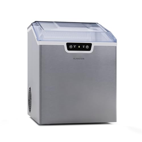Klarstein Maquina de Hielo para Casa 3,3 L, Ice Maker Capacidad 18 kg, Maquina para Hacer Cubitos de Hielo Encimera Casa con Alarma Seguridad, Ice Maker Machine para Hielos Rápida para Cubito Hielo