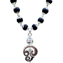 Karungali Malai with Divine Lord Murugan Vel Pendant | Ebony Beads Mala | Silver Cap Mala