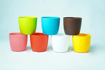 Upjau Plastic Cool Pot 5 INCHES|Garden Planters for Home| Plant Container Set | Drip Trays Pots| Plastic Pots with Saucers (Multicolor) (Pack of 10) (B0CJC1HVT9) Amazon Price History, Amazon Price Tracker