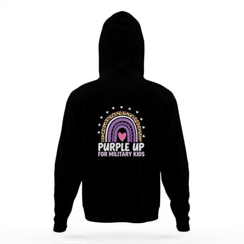 Vintage Purple Up for Military Kid Month Military Child Rainbow Hoodies for Teen Girls Boys Kangaroo Pocket Sweatshirt4