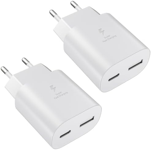 2Pack USB C Ladegerät 25W 2Port USB C und USB-A Wandladegerät Schnellladen | für Apple iPhone 17 16 15 14 Pro Max 13 12 11 Samsung S26 S25 S24 S23 S22 S21 A57 A56 A55 A17 A16 A15 S
