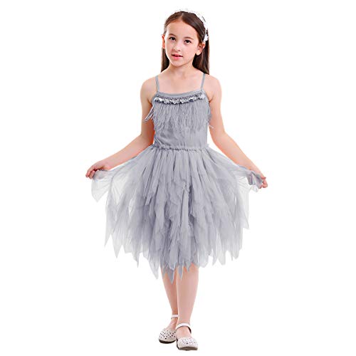 OBEEII Little Girl Swan Princess Feather Fringes Tutu Dress Pageant Party Wedding Dance Formal Photo Prop Short Tiered Gown3