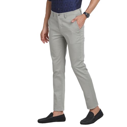 Pantalon décontracté en coton extensible Turtle gris taille 44 pour homme ultra fin