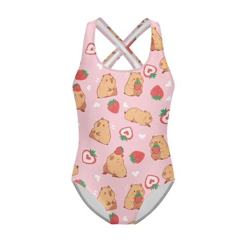 Girls' Bathing Suit Beach Sport Halter One Piece Swimsuit with Cross Shoulder Strap 5-14 Years