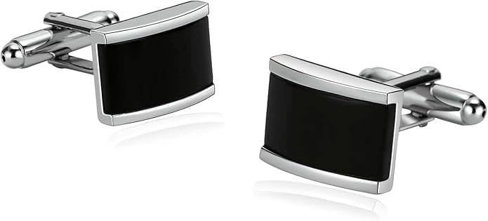 Men's Cufflinks 1 Pair Black Rectangle Cufflinks Wedding Party Buttons Set Birthday Anniversary Gift Plain For Formal Shirt, Suit,Blazer Simple And Classic Sleeve Link-image-49