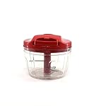 ATEVON Red Manual Mini Plastic Food Chopper with Extra Sharp Blades (375 Ml)