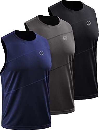 Image of NELEUS Men's Dry Fit Workout Running Muscle Tank Top, Navy, Small