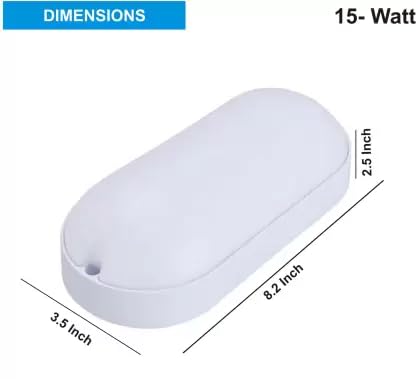 Image of OLIPS LED Bulkhead Light IP54 Waterproof Indoor /Outdoor Wall & Ceiling Light - Weatherproof, Shock Proof, Slim Plastic Surface-Mounted Fixture (15 WATT (Cool White), 1)