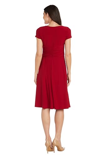 Image of R&M Richards Women's Metallic Foil Print Bodycon Dress W /Draped Capelet - Knee-Length Cocktail Party Outfit