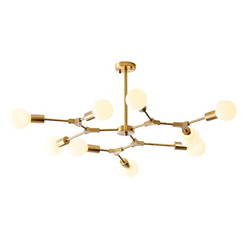 Suspension luminaire vintage spoutnik 6 lumières or pour cuisine et séjour