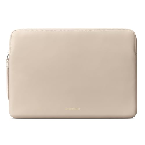 Comfyable Slim Protective Laptop Sleeve Compatible with 13/13.3/14 Inch MacBook Air & MacBook Pro, Mac Travel Case, Laptop Pouch, Slim PU Leather Cover M4/M3/M2/M1 2025-2021, Dark Beige