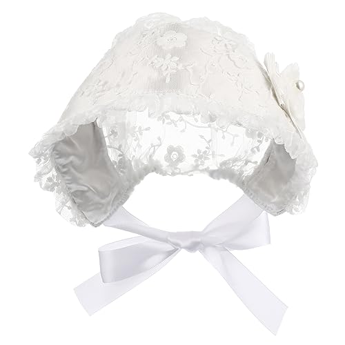 BESPORTBLE Lace Bonnet for Newborn Years Adjustable White Hat Comfortable Fit for Outings Photos and Daily Wear