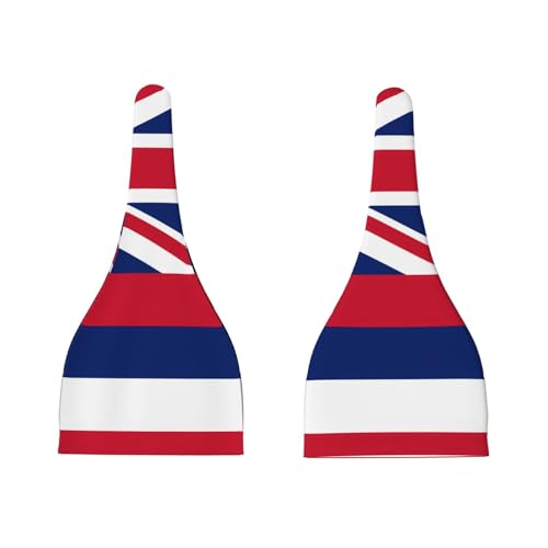 Newborn Baby Hat, Hawaii Flag Print Soft Top Knot Beanie Cap, Cute Baby Headwear for 0-6 Months Black3