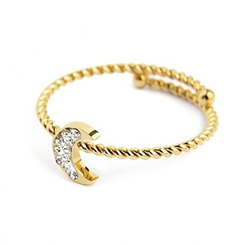 Bague acier PVD or Marlu 18AN052G éclat cristal et finition luxe
