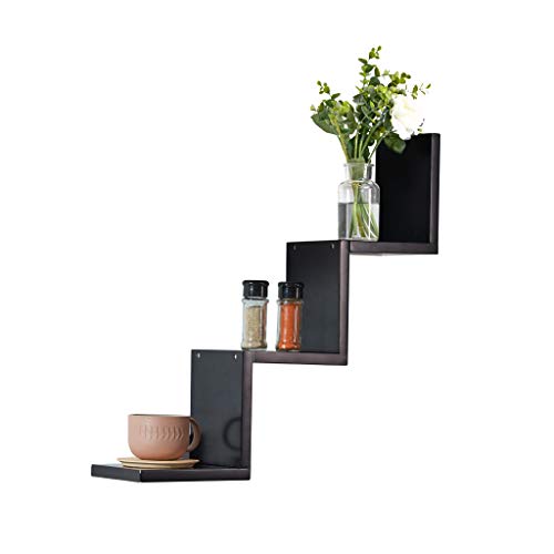 GHC 3 Steps Ladder Type Shaped Wall Shelf, Wooden Wall Mounted Display Rack