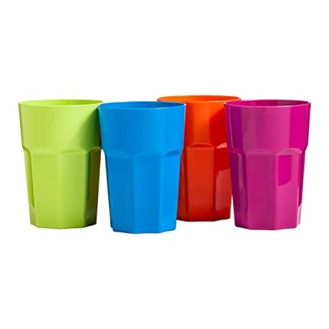 Premier Housewares Plastic Cups / Plastic Tumblers / Plastic Cups Reusable / Kids Plastic Cups / Multicolours / Set of 4 - 440ml Cover