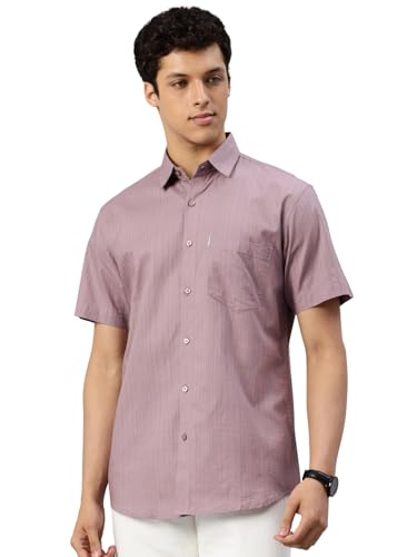 Image of Majestic Man Men's Pure Cotton Dobby Weave Checks Slim Fit Half Sleeve Casual Shirt