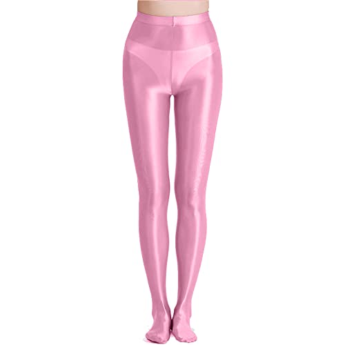 Image of cloudmall Women Sexy Semi Opaque Pantyhose Running Tights Yoga Leggings Oil Shiny Stocking