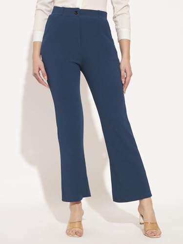 Image of Vogaan Women High Rise High Waist Trousers Flared Korean Style Formal Pants| Elegant Workwear for Office, College & Events