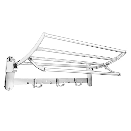 Image of LIMETRO STEEL Stainless Steel Folding Towel Rack for Bathroom /Bathroom Rack /Bathroom Hanger /Towel Stand /Towel Hanger (18 inch)