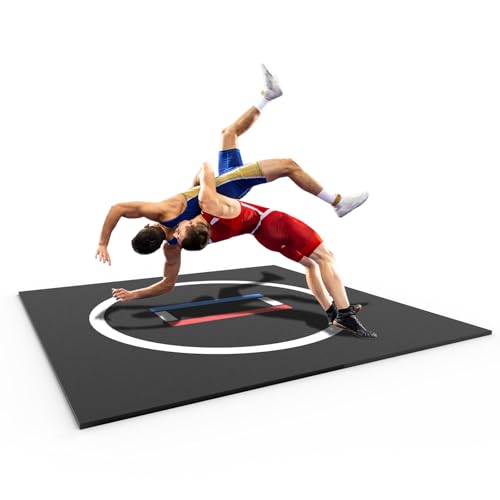 10x10/10x6.6 Wrestling Mat -1.2 Thick Durable BJJ Jiu Jitsu Mats 3-Layer Anti-Slip Odor-Control & Waterproof Surface - Roll-up/Foldable Grappling Mat for MMA Grappling (10x6.6)