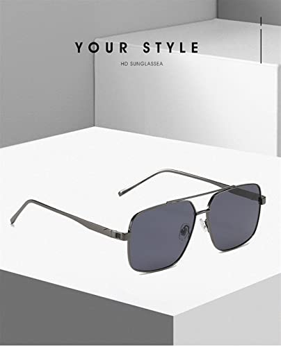 Square Frame Metal Large Frame Men and Women Sunglasses Outdoor Driving Trendy UV400 Sunglasses Gift (Color : F, Size : 1)2