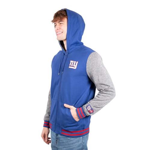 Ultra Game NFL Men's Ultimate Full Zip Varsity Hoodie Sweatshirt Jacket