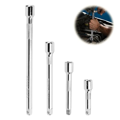 Hugwish Extensión Carraca 1/4 - Set de 4 Piezas (50 mm, 75 mm, 100 mm, 150 mm) - Acero Cromo Vanadio