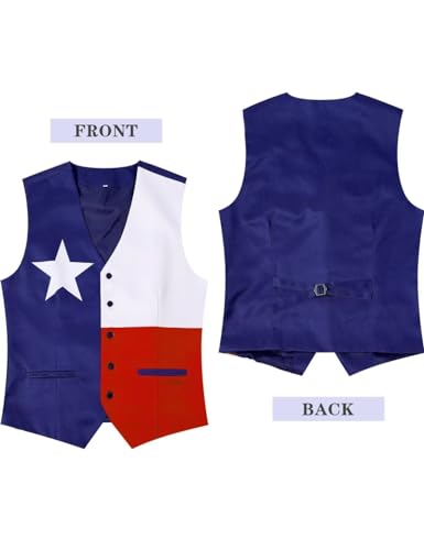 2-Piece Texas Flag Suit Vest for Men, Party Waistcoat Vest & Bow Tie4