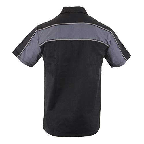 Milwaukee Leather MDM11672.01 Men's Black and Grey Button Up Heavy-Duty Work Shirt | Classic Mechanic Work Shirt2