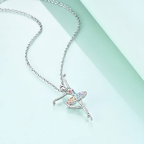 luomart Girls Necklace Ballerina Ballet Recital Gifts for Women,Rainbow Dancer Dance Pendant Jewelry for Sister Mom Friends3