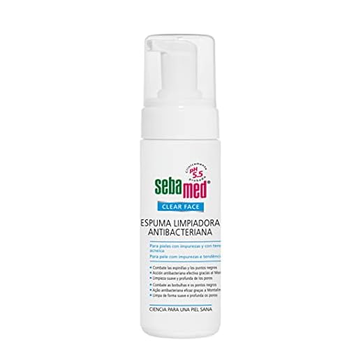 Sebamed - Clear face espuma limpiadora antibacteriana, combate granos, puntos negros e impurezas de la piel, limpieza intensiva y antibacteriana, 150ml