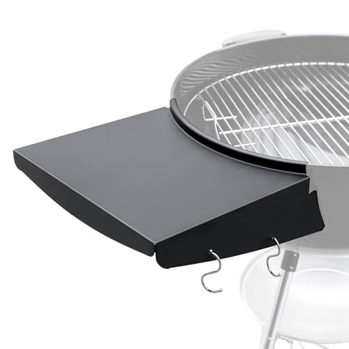 QuliMetal Grill Table Shelf forWeber Kettle Grills 22 Inch, Side Table Shelf Replaces Weber Master Touch & Original Charcoal Grill, Grill Accessories for Weber Kettle, Outdoor Steel BBQ Table Shelf