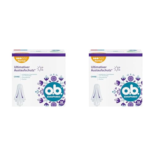 o.b. Tampons ExtraProtect normal 2 x 56 Stk, mit Dynamic Fit Technologie für bis zu 100 Prozent Auslaufschutz während der Periode
