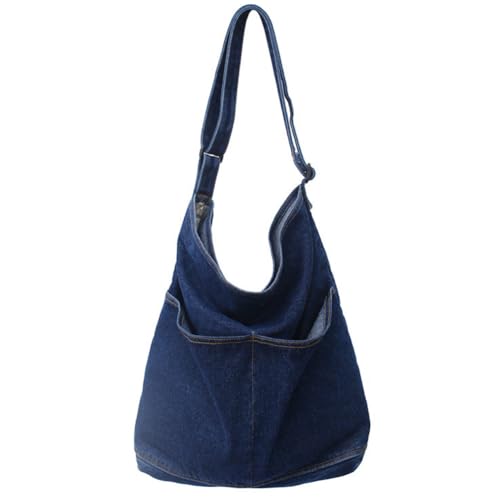 Bolso tipo Hobo de mezclilla ROUROU para mujer, bandolera y tote de gran capacidad miniatura 1