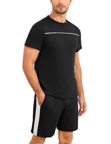 Marvmys Pijama Hombre Verano 100% Algodón Corto Pijamas Hombre Mangas Cortas 2 Piezas con Camiseta y Pantalones Cortos Conjunto de Pijama para Hombre S-XXL