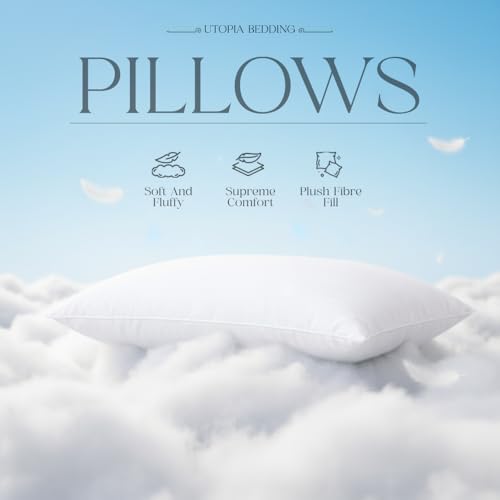 Image of Utopia Bedding Microfiber Pillows Set of 1 for Sleeping, King Size 17x27 Inches, Hotel Quality Ultra Soft & Fluffy Bed Pillows, Breathable Fiber Filling, White Striped Designs
