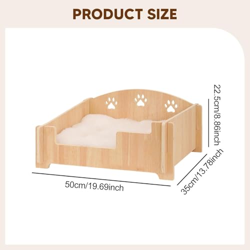 Lit pour chat en bois de qualité mobilier robuste surélevé style canapé avec coussin