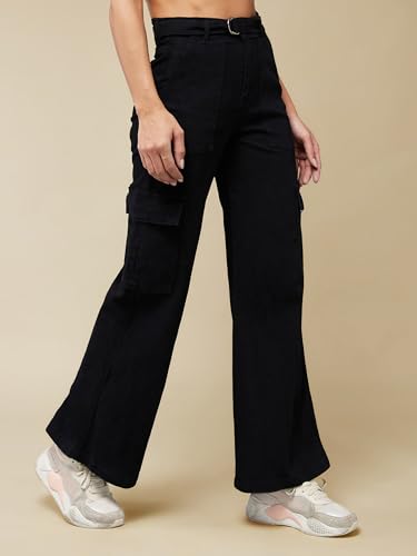Image of Miss Chase Women's Wide-Leg High-Rise Regular-Length Stretchable Shaping Denim Jeans