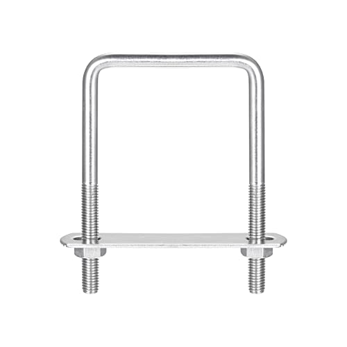 Image of uxcell Square U-Bolts, 5 Sets 67mm(2.64 inch) Inner Width 110mm Length M8 304 Stainless Steel U Clamp Bolt with Nuts and Plates, for Boat Trailer