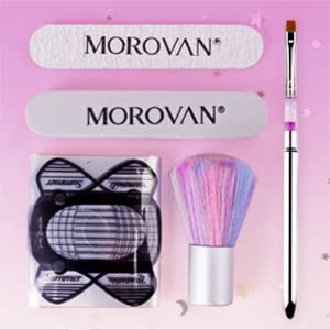 Morovan LED UV Gel Builder Gel Nail Kit with Everything Clear Nail Extension Gels Nail Strengthen Nail Art Manicure Set with Nail Forms Nail Gems Rhinestones and Base Top Coat for Beginner