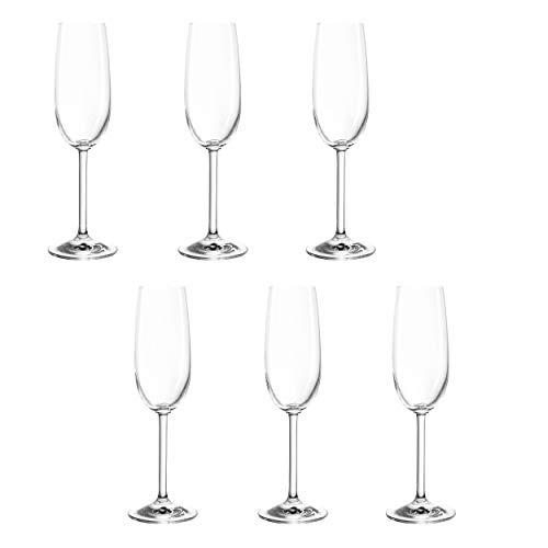montana Pure 042384 - Set di 6 bicchieri da spumante lavabili in lavastoviglie, in stile classico, in vetro prosecco, 200 ml, 200 ml