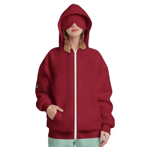 Comfort Hoodie Airplane Mode Travel Hoodie with Eye Mask Wearable Blanket Hoodies for Teen Girls Boys Zip Sweatshirts3