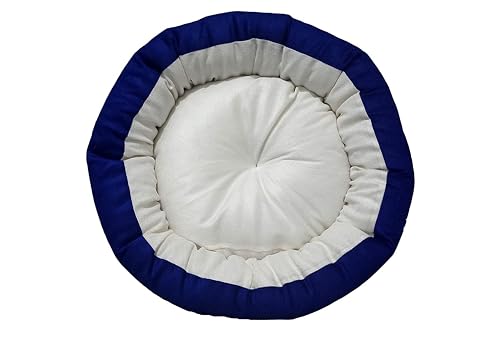Image of Medium Size Dog Bed for Medium Size Dogs, Puppies, Kitten and cat Bed Velvet Fabric Dual Color Blue-Cream Anti Skid Bottom Washable Export Quality Pet Bed