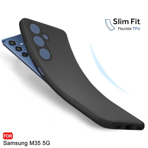 Image of TheGiftKart Sleek Back Cover Case for Samsung Galaxy M35 5G | Slim Fit Protective Design | Ultra Matte Finish | Camera Protection Bump | Soft Silicon Back Cover for Samsung M35 5G (Silicone, Black)